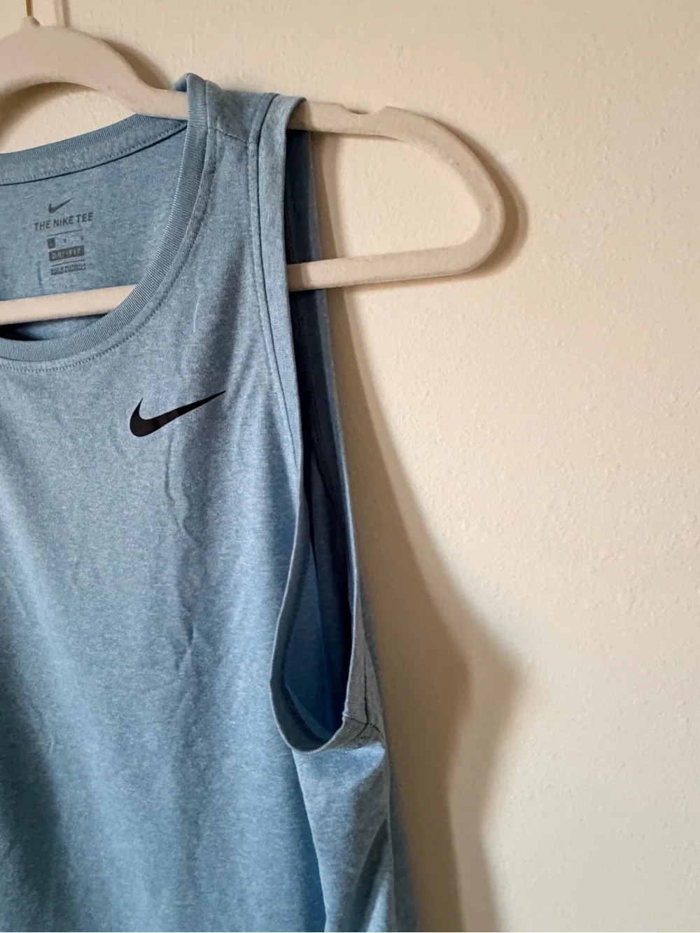 Nike Women’s Light Blue Athletic Tank Top with Black Swoosh